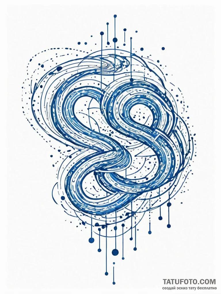 Tattoo sketch, river of recursive code, a win... - эскиз тату (№1752489885_0, 14.07.2025 10:44) — Tatufoto.com