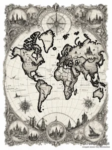 Tattoo sketch, haunted historical map, an ant... - эскиз тату (№1752489969_0, 14.07.2025 10:46) — Tatufoto.com