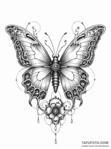 Tattoo sketch, mechanical butterfly, nectar o... - эскиз тату (№1752490052_0, 14.07.2025 10:47) — Tatufoto.com