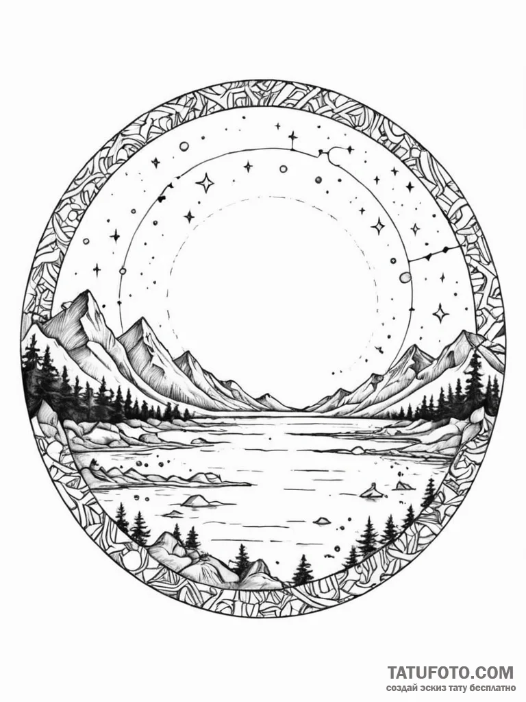 Tattoo sketch, zone of abstract serenity, a m... - эскиз тату (№1752490135_0, 14.07.2025 10:48) — Tatufoto.com