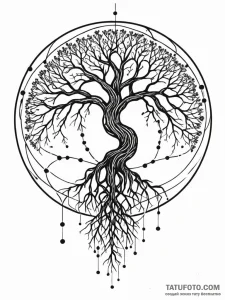 Tattoo sketch, global network tree, a majesti... - эскиз тату (№1752490218_0, 14.07.2025 10:50) — Tatufoto.com