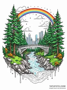 Tattoo sketch, rainbow bridge of data, a vibr... - эскиз тату (№1752490717_0, 14.07.2025 10:58) — Tatufoto.com