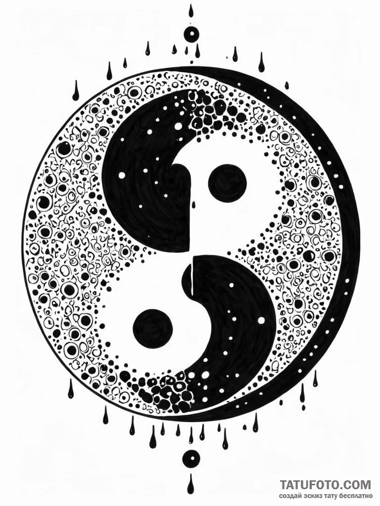 Tattoo sketch, duality of data, a yin-yang sy... - эскиз тату (№1752491137_0, 14.07.2025 11:05) — Tatufoto.com