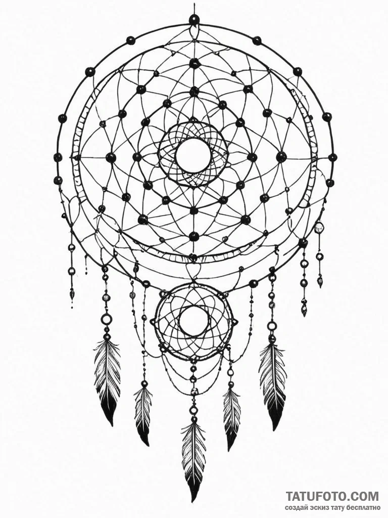 Tattoo sketch, planetary dreamcatcher, a larg... - эскиз тату (№1752491221_0, 14.07.2025 11:07) — Tatufoto.com