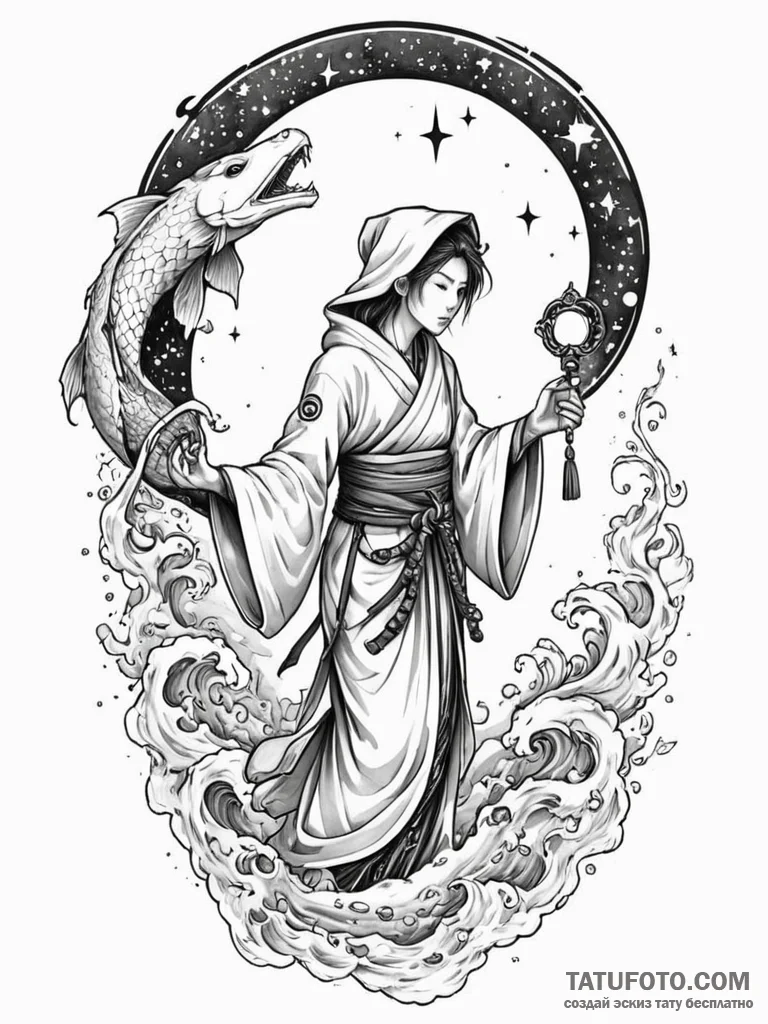 Tattoo sketch, gatekeeper of dreams, a myster… — эскиз тату (№1752491598_0, 14.07.2025 11:13) — Tatufoto.com