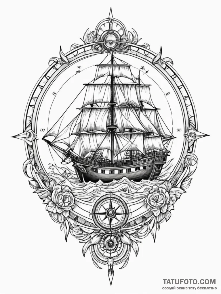 Tattoo sketch, maritime marauder, digital com... - эскиз тату (№1752491683_0, 14.07.2025 11:14) — Tatufoto.com