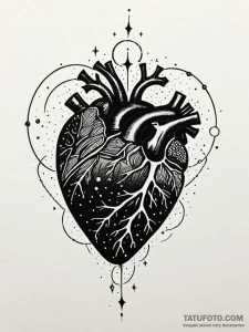 Tattoo sketch, obsidian heart, starlight core... - эскиз тату (№1752491848_0, 14.07.2025 11:17) — Tatufoto.com