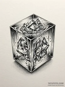 Tattoo sketch, ice-bound data crystal, a larg... - эскиз тату (№1752491931_0, 14.07.2025 11:18) — Tatufoto.com