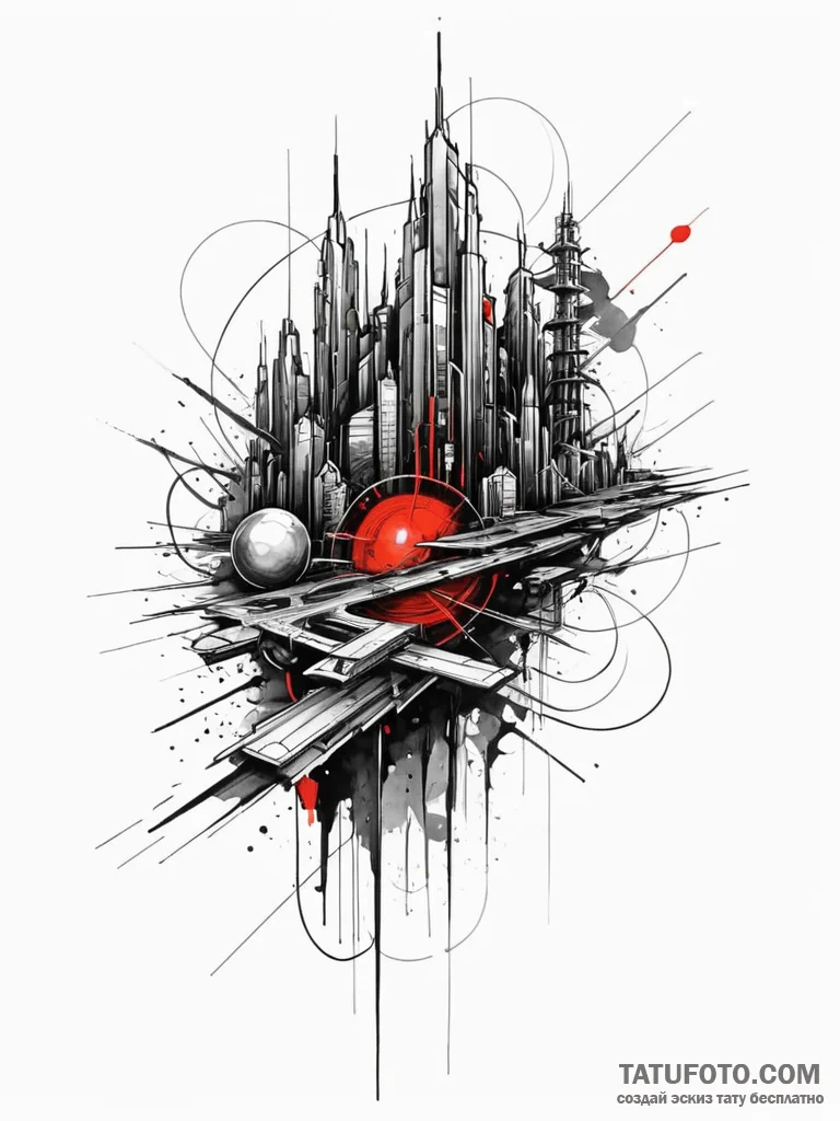 Tattoo sketch, utopia's blueprint, energy lin... - эскиз тату (№1752492101_0, 14.07.2025 11:21) — Tatufoto.com