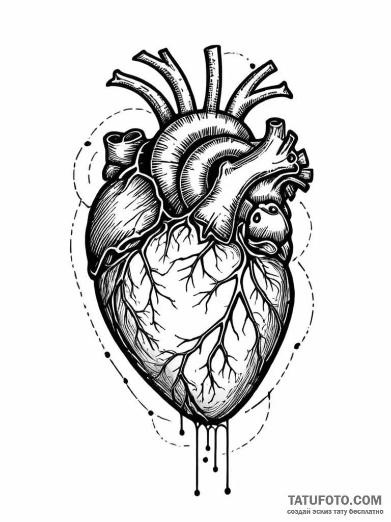 Tattoo sketch, human heart as a hyperlink, a... - эскиз тату (№1752492275_0, 14.07.2025 11:24) — Tatufoto.com