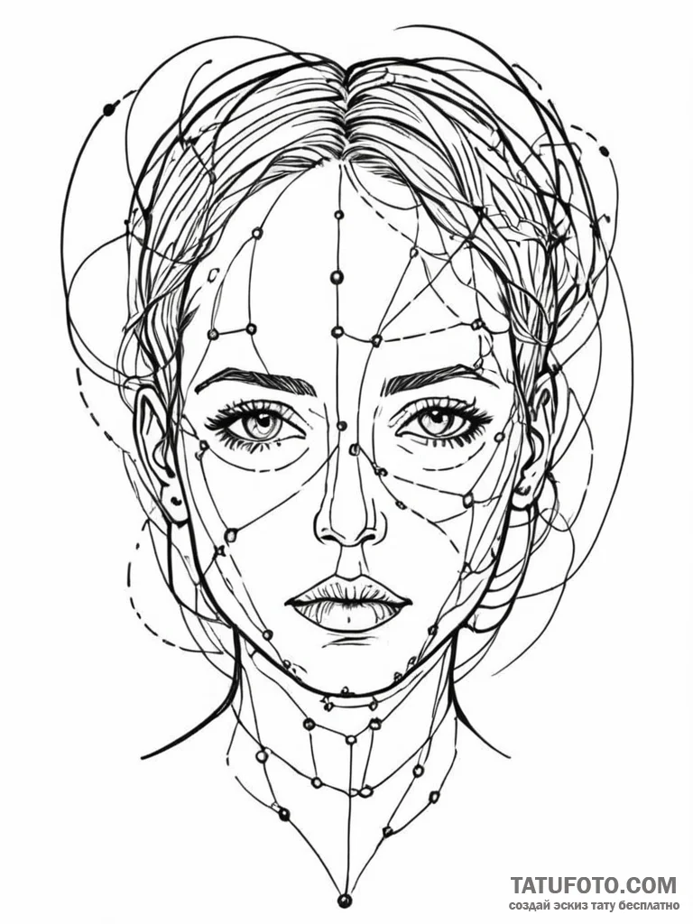 Tattoo sketch, abstract expressionist portrai... - эскиз тату (№1752493227_0, 14.07.2025 11:40) — Tatufoto.com