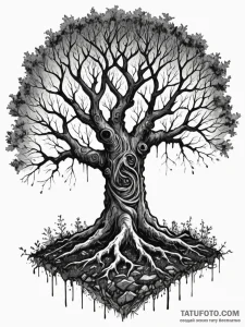 Tattoo sketch, twilight portal in a tree, an... - эскиз тату (№1752493606_0, 14.07.2025 11:46) — Tatufoto.com