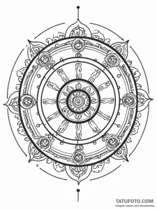 Tattoo sketch, karma wheel, digital spokes, a... - эскиз тату (№1752493896_0, 14.07.2025 11:51) — Tatufoto.com