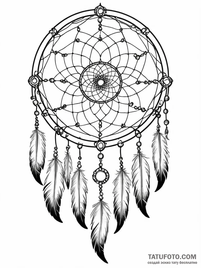 Tattoo sketch, shaman's digital dreamcatcher,... - эскиз тату (№1752493979_0, 14.07.2025 11:52) — Tatufoto.com