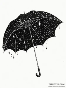 Tattoo sketch, umbrella of starlight, an open... - эскиз тату (№1752494061_0, 14.07.2025 11:54) — Tatufoto.com