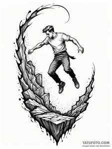 Tattoo sketch, leap of faith, abstract chasm,... - эскиз тату (№1752494396_0, 14.07.2025 11:59) — Tatufoto.com
