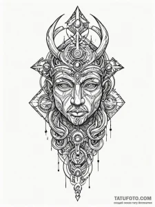 Tattoo sketch, false idols of code, ancient,... - эскиз тату (№1752494565_0, 14.07.2025 12:02) — Tatufoto.com