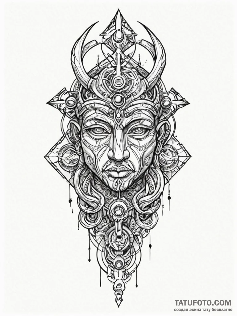 Tattoo sketch, false idols of code, ancient,... - эскиз тату (№1752494565_0, 14.07.2025 12:02) — Tatufoto.com