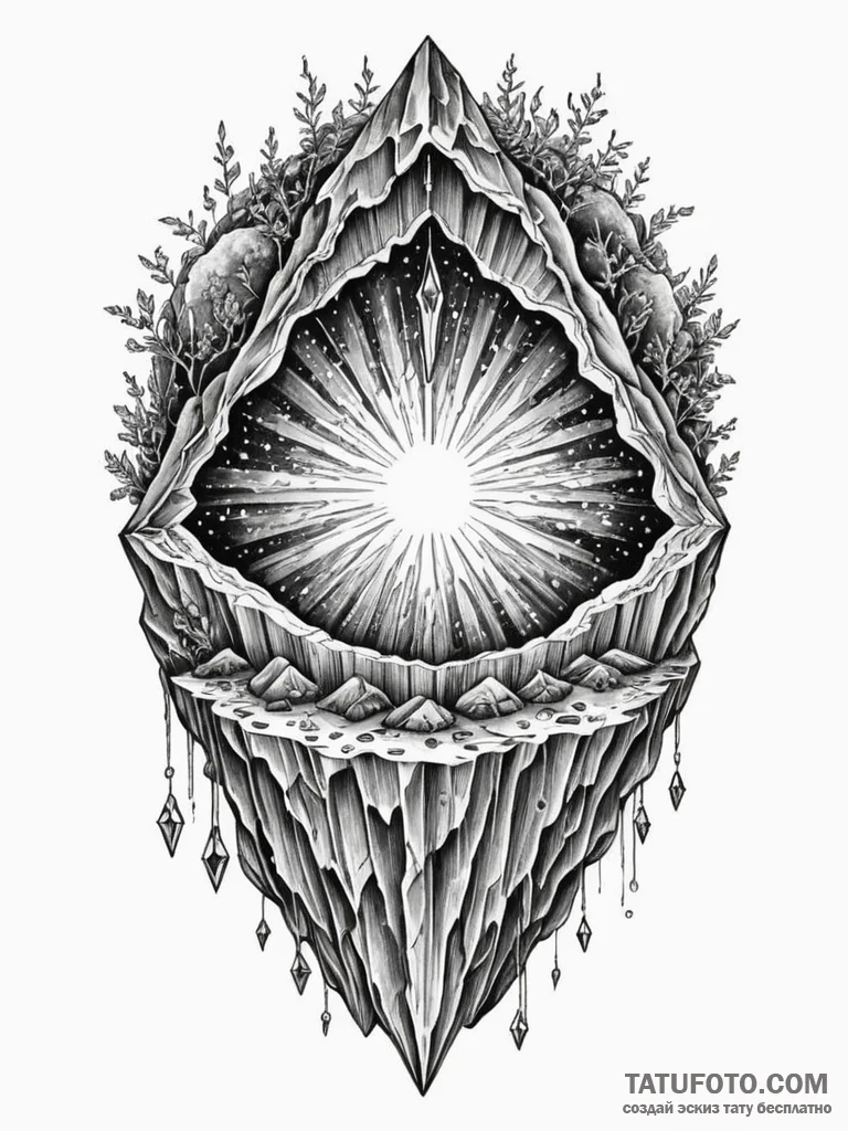 Tattoo sketch, embedded gemstone of knowledge... - эскиз тату (№1752495066_0, 14.07.2025 12:11) — Tatufoto.com