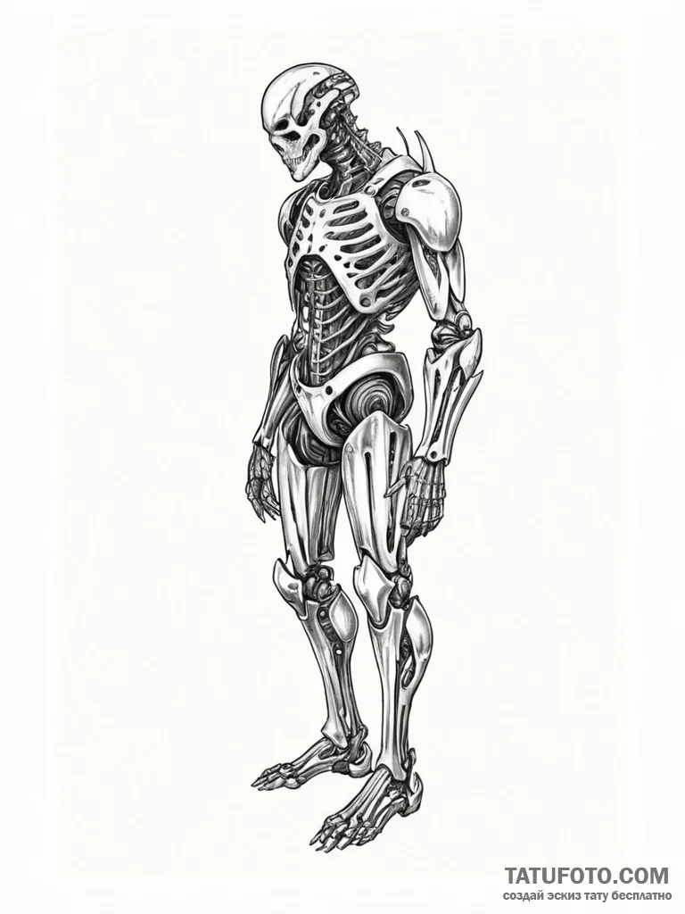 Tattoo sketch, exoskeleton armor, organic ski… — эскиз тату (№1752495150_0, 14.07.2025 12:12) — Tatufoto.com