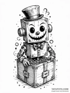 Tattoo sketch, jinxed jack-in-the-box, a vint... - эскиз тату (№1752495317_0, 14.07.2025 12:15) — Tatufoto.com