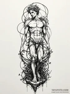 Tattoo sketch, living statue, overgrown with... - эскиз тату (№1752495737_0, 14.07.2025 12:22) — Tatufoto.com
