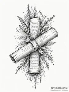 Tattoo sketch, fading memory scroll, an antiq... - эскиз тату (№1752496070_0, 14.07.2025 12:27) — Tatufoto.com