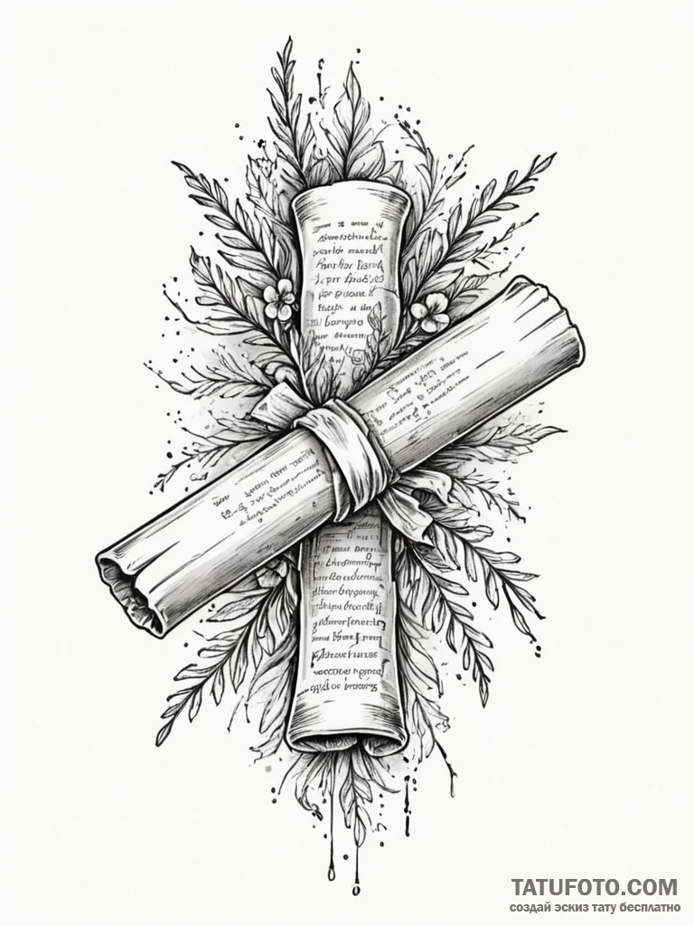 Tattoo sketch, fading memory scroll, an antiq… — эскиз тату (№1752496070_0, 14.07.2025 12:27) — Tatufoto.com