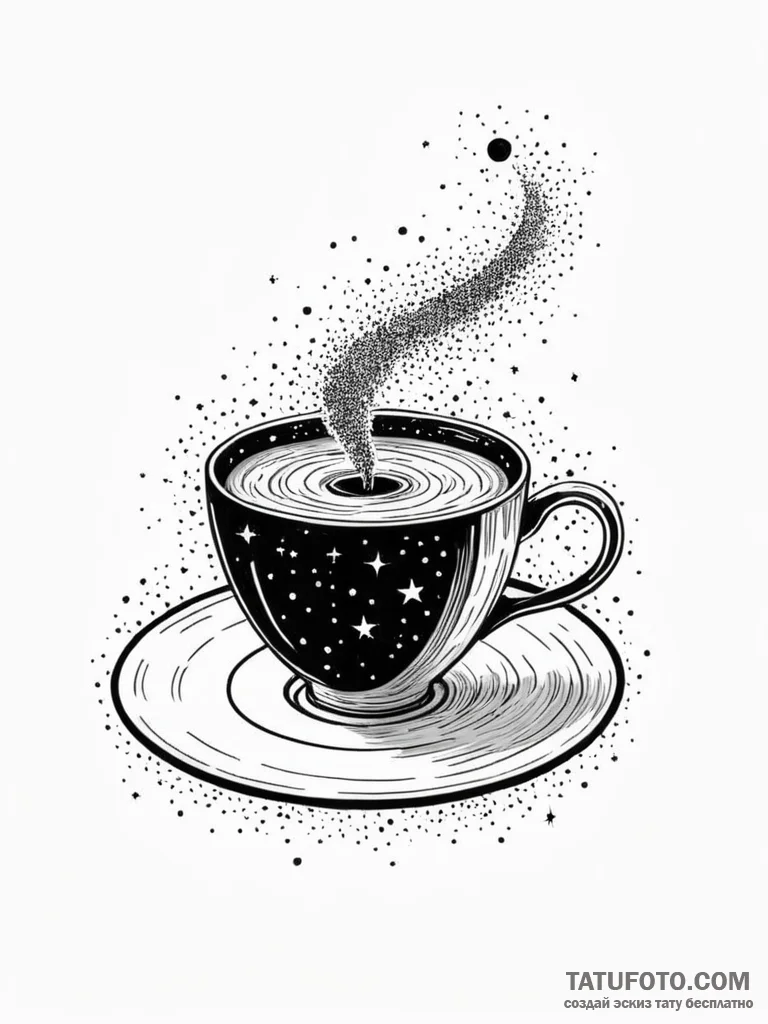 Tattoo sketch, black hole depicted as a swirl... - эскиз тату (№1752496569_0, 14.07.2025 12:36) — Tatufoto.com