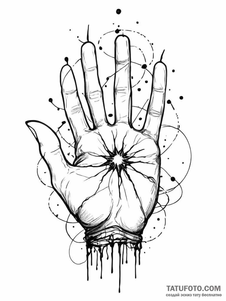Tattoo sketch, unseen threads of fate, a huma… — эскиз тату (№1752496986_0, 14.07.2025 12:43) — Tatufoto.com