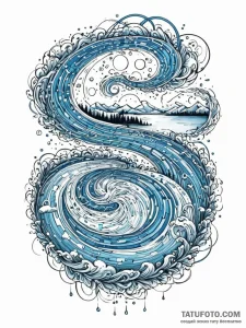 Tattoo sketch, river of recursive code, a win... - эскиз тату (№1752497072_0, 14.07.2025 12:44) — Tatufoto.com