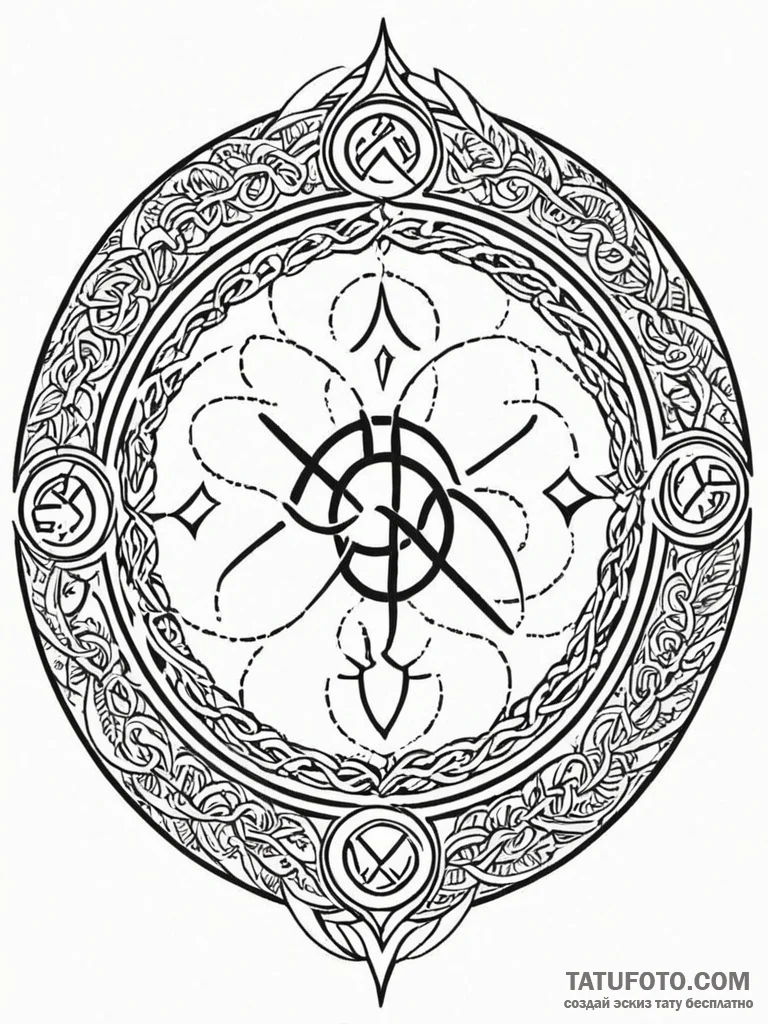 Tattoo sketch, resonant rune circle, an ancie... - эскиз тату (№1752497240_0, 14.07.2025 12:47) — Tatufoto.com