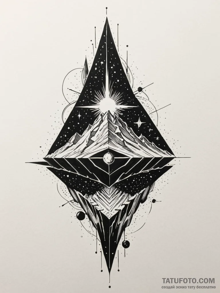 Tattoo sketch, zenith star ziggurat, a toweri... - эскиз тату (№1752498087_0, 14.07.2025 13:01) — Tatufoto.com