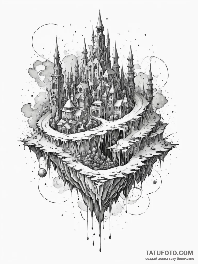 Tattoo sketch, volumetric fog, hidden realiti... - эскиз тату (№1752498173_0, 14.07.2025 13:02) — Tatufoto.com