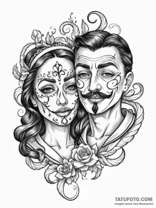 Tattoo sketch, dual personality mask, a singl... - эскиз тату (№1752498344_0, 14.07.2025 13:05) — Tatufoto.com