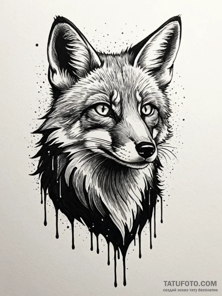 Tattoo sketch, urban fox, neon gaze, a sleek,... - эскиз тату (№1752499453_0, 14.07.2025 13:24) — Tatufoto.com