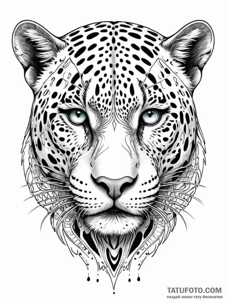 Tattoo sketch, jaguar spirit, digital stripes... - эскиз тату (№1752499793_0, 14.07.2025 13:29) — Tatufoto.com