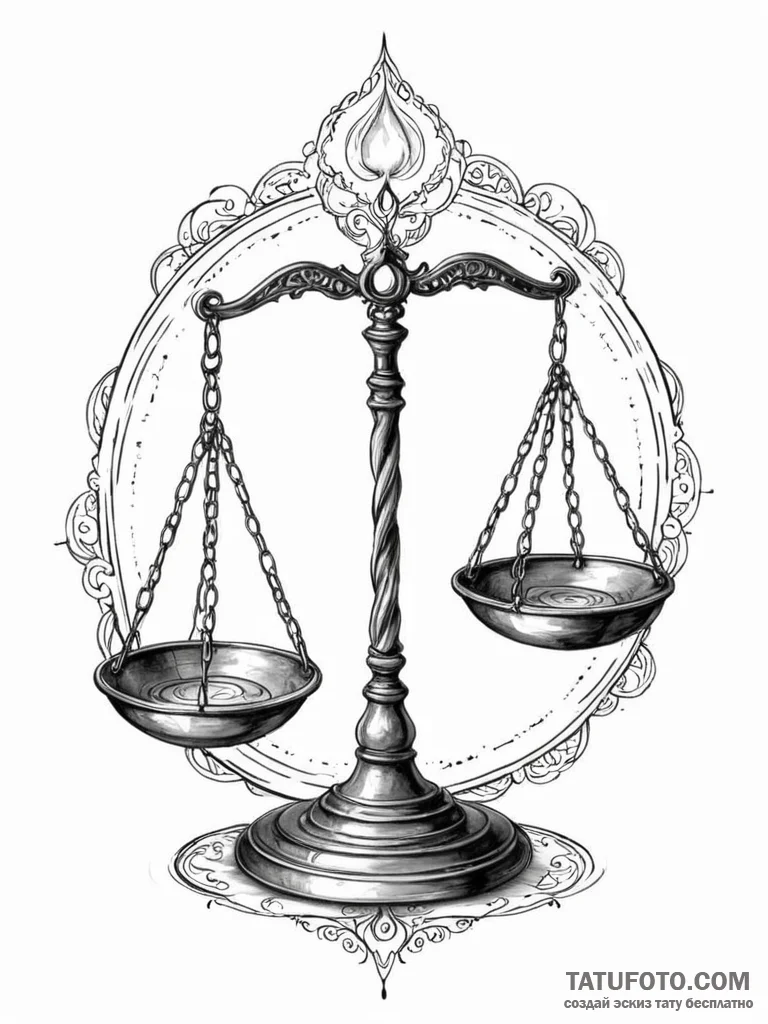 Tattoo sketch, karmic balance scales, an intr... - эскиз тату (№1752500854_0, 14.07.2025 13:47) — Tatufoto.com