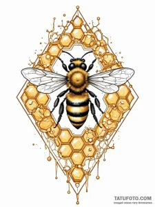 Tattoo sketch, queen bee's digital hive, a cr... - эскиз тату (№1752500938_0, 14.07.2025 13:48) — Tatufoto.com