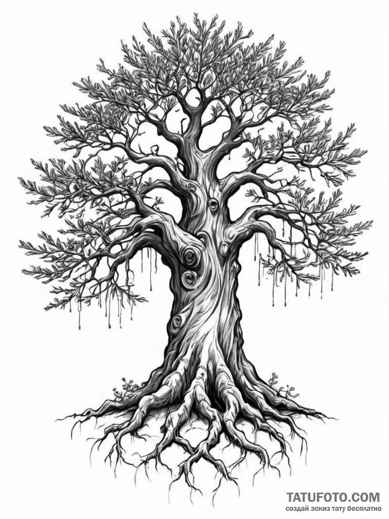 Tattoo sketch, yew tree of yielding wisdom, a... - эскиз тату (№1752501024_0, 14.07.2025 13:50) — Tatufoto.com