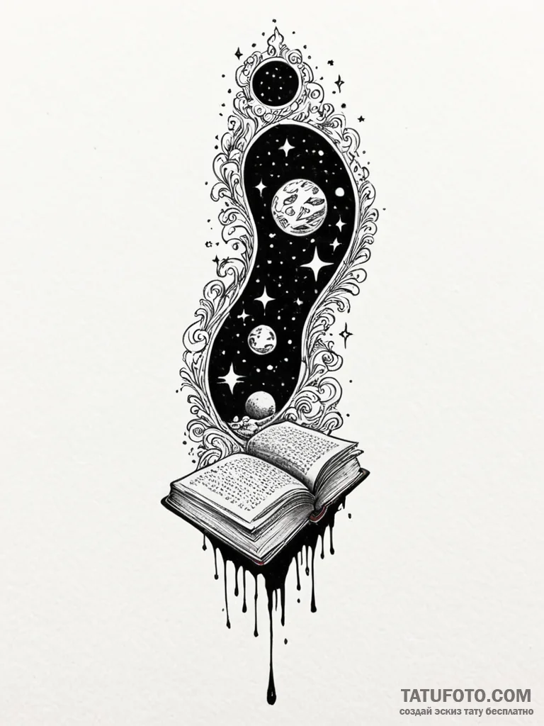 Tattoo sketch, eternal bookmark of time, a si... - эскиз тату (№1752501109_0, 14.07.2025 13:51) — Tatufoto.com