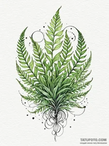 Tattoo sketch, undergrowth of quantum ferns,... - эскиз тату (№1752502133_0, 14.07.2025 14:08) — Tatufoto.com