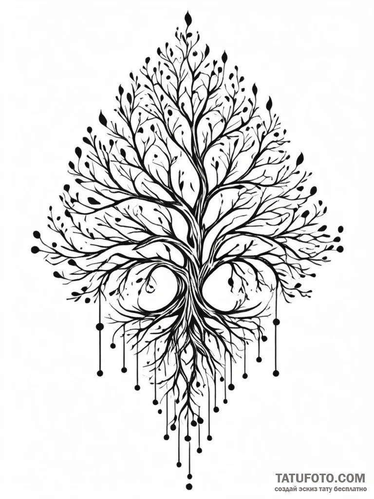 Tattoo sketch, omnidirectional soundwave tree... - эскиз тату (№1752502644_0, 14.07.2025 14:17) — Tatufoto.com