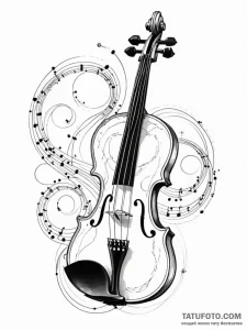 Tattoo sketch, virtuoso's violin, quantum str... - эскиз тату (№1752502731_0, 14.07.2025 14:18) — Tatufoto.com