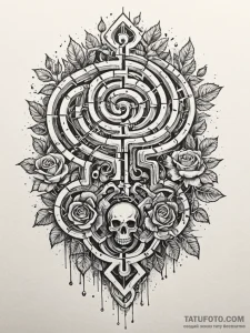 Tattoo sketch, labyrinth of logic, an intrica... - эскиз тату (№1752502985_0, 14.07.2025 14:23) — Tatufoto.com