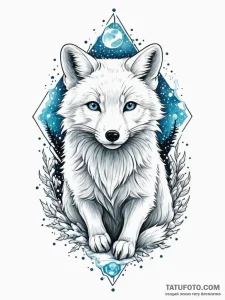 Tattoo sketch, arctic fox with glowing, biolu... - эскиз тату (№1752503070_0, 14.07.2025 14:24) — Tatufoto.com