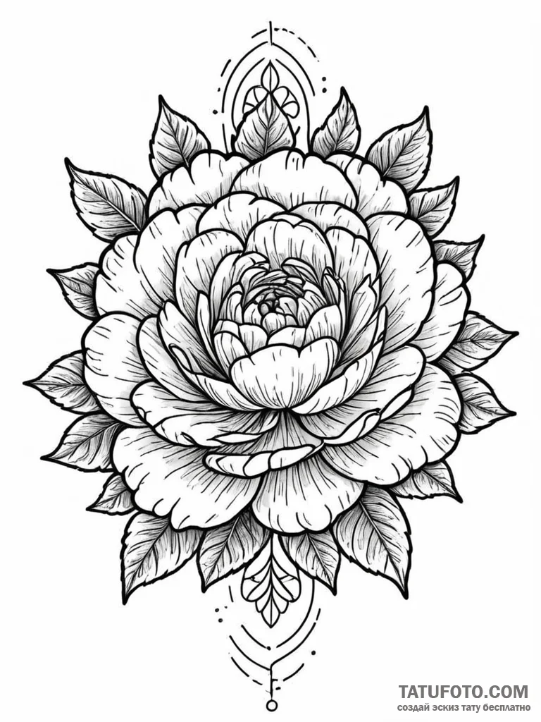 Tattoo sketch, petal-patterned processor, a d… — эскиз тату (№1752503410_0, 14.07.2025 14:30) — Tatufoto.com