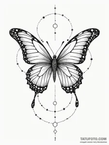 Tattoo sketch, numerical code butterfly, a de... - эскиз тату (№1752503582_0, 14.07.2025 14:33) — Tatufoto.com