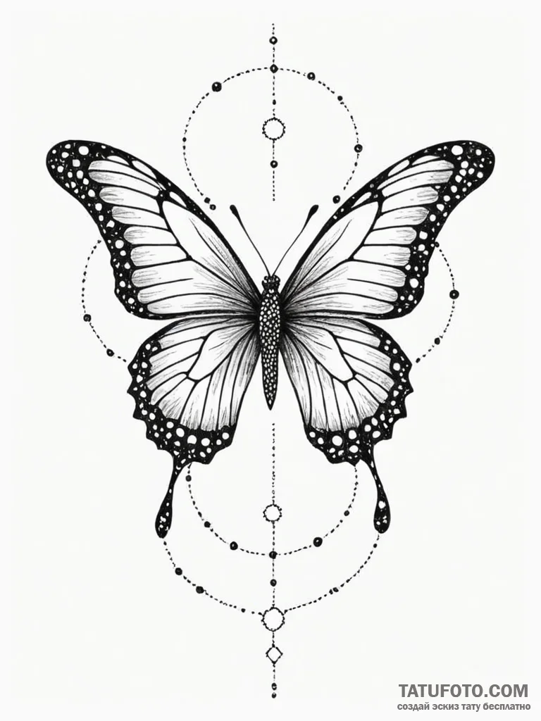 Tattoo sketch, numerical code butterfly, a de... - эскиз тату (№1752503582_0, 14.07.2025 14:33) — Tatufoto.com
