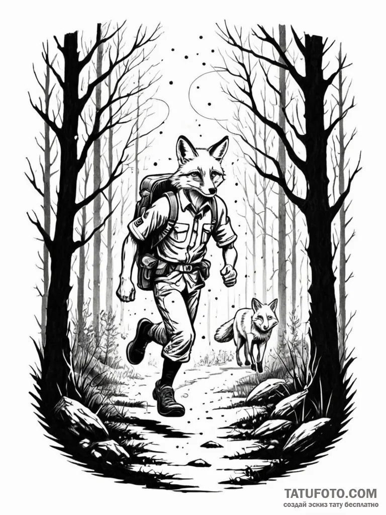Tattoo sketch, light-footed scout, data trail... - эскиз тату (№1752503836_0, 14.07.2025 14:37) — Tatufoto.com